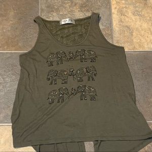 WOUND UP ELEPHANT RACER BACK TANK TOP WOMENS MED
